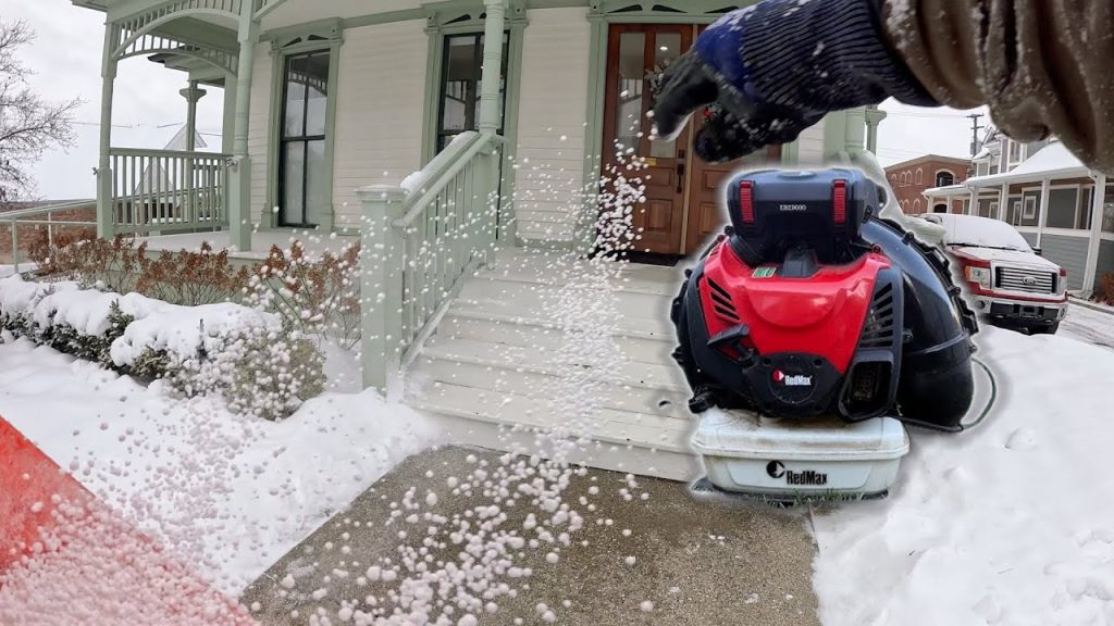 RedMax EBZ900 Snow Cleanup | Commercial Blowing & Salting POV