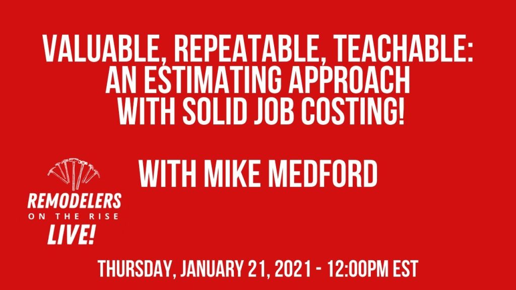 Valuable, Repeatable, Teachable: An Estimating Approach with SOLID Job Costing!